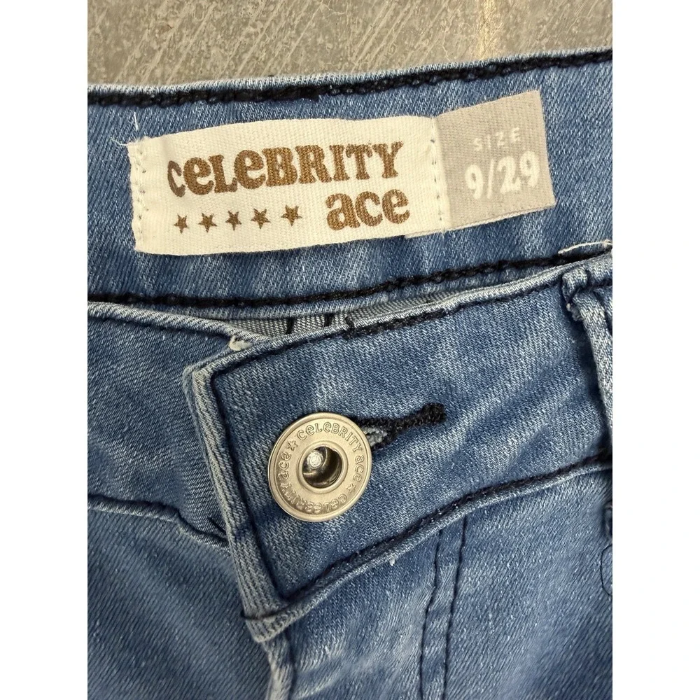 Celebrity‎ Ace Jeans Womens 9/29 Mid Rise 2 Tones Flare Leg Stars And Stripes